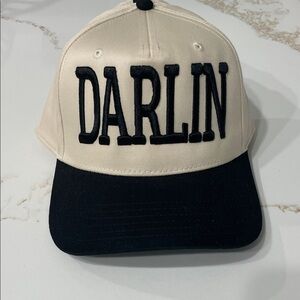 NWT DARLIN Cream and Black EMBROIDERED Hat